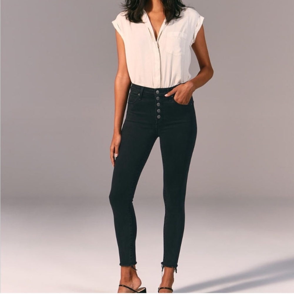Abercrombie High Rise Skinny Button Front Denim
